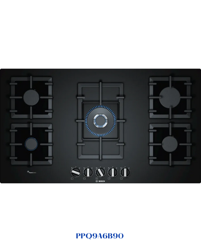 BOSCH BUILT-IN GAS HOB BLACK TEMPERED GLASS – 11,500W – 90CM