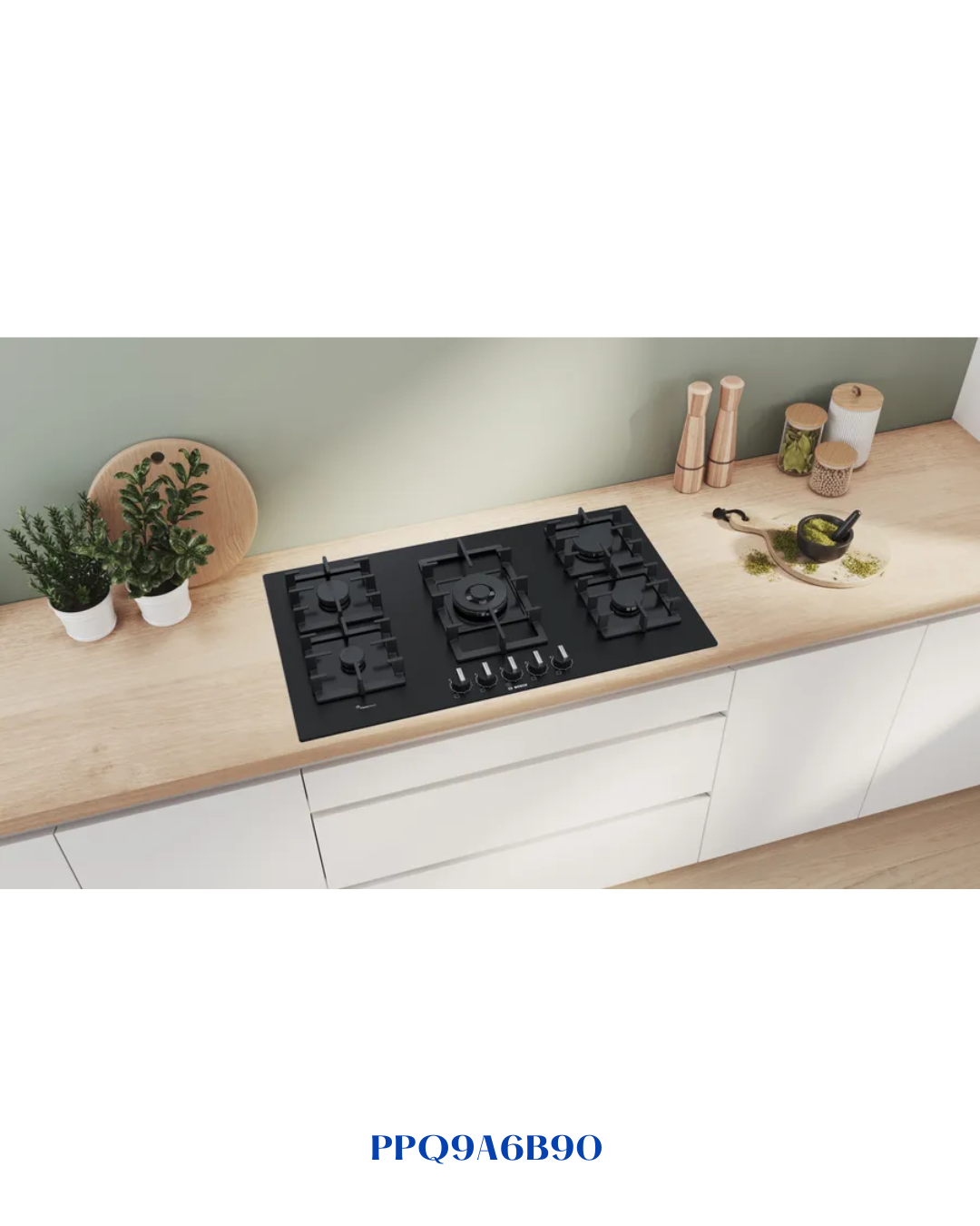 BOSCH BUILT-IN GAS HOB BLACK TEMPERED GLASS – 11,500W – 90CM
