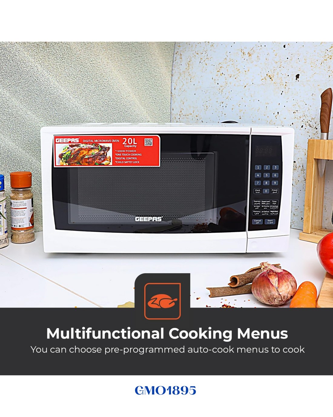 GEEPAS DIGITAL MICROWAVE OVEN 1200W 20L