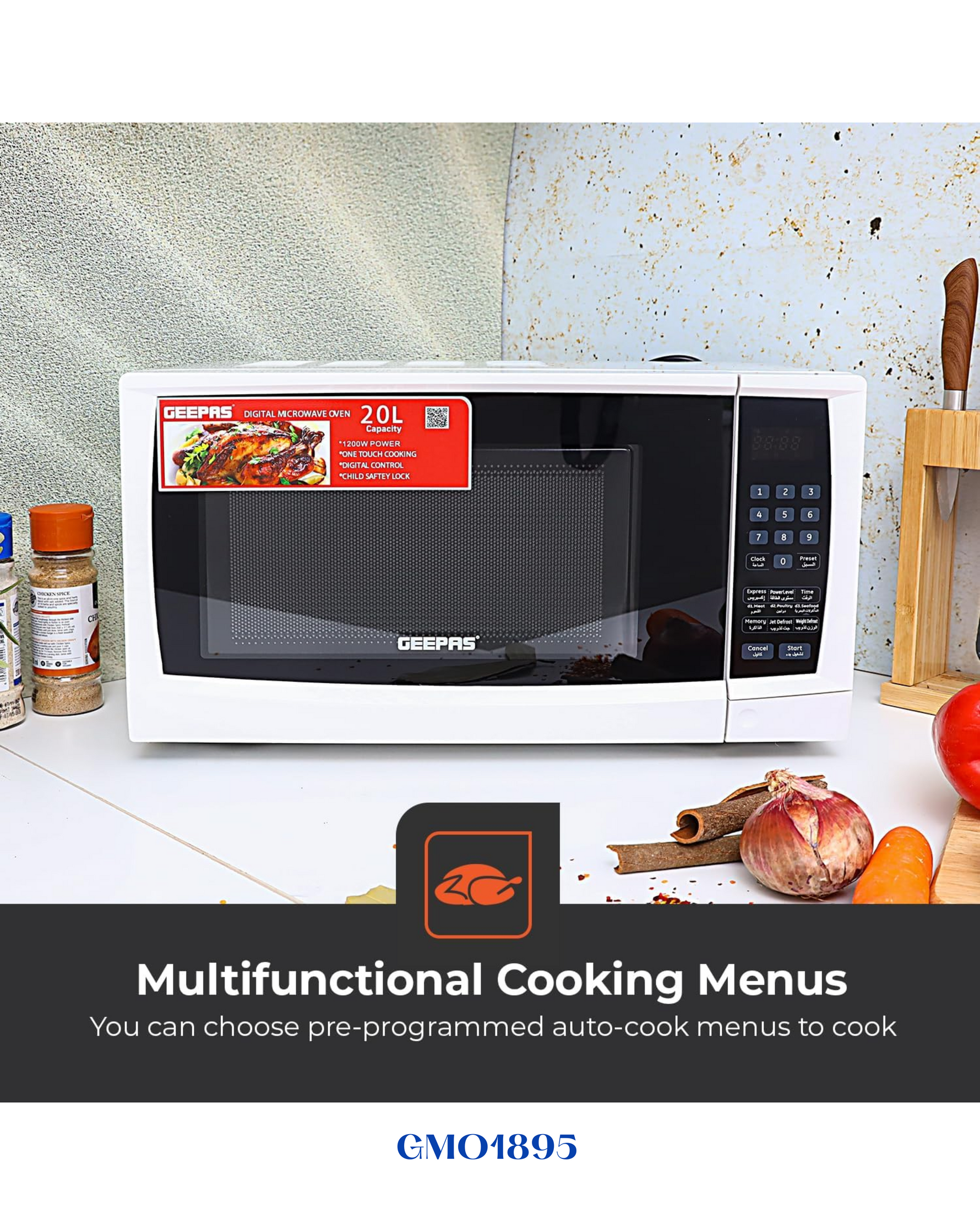 GEEPAS DIGITAL MICROWAVE OVEN 1200W 20L