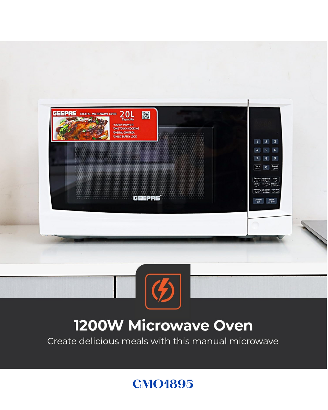 GEEPAS DIGITAL MICROWAVE OVEN 1200W 20L