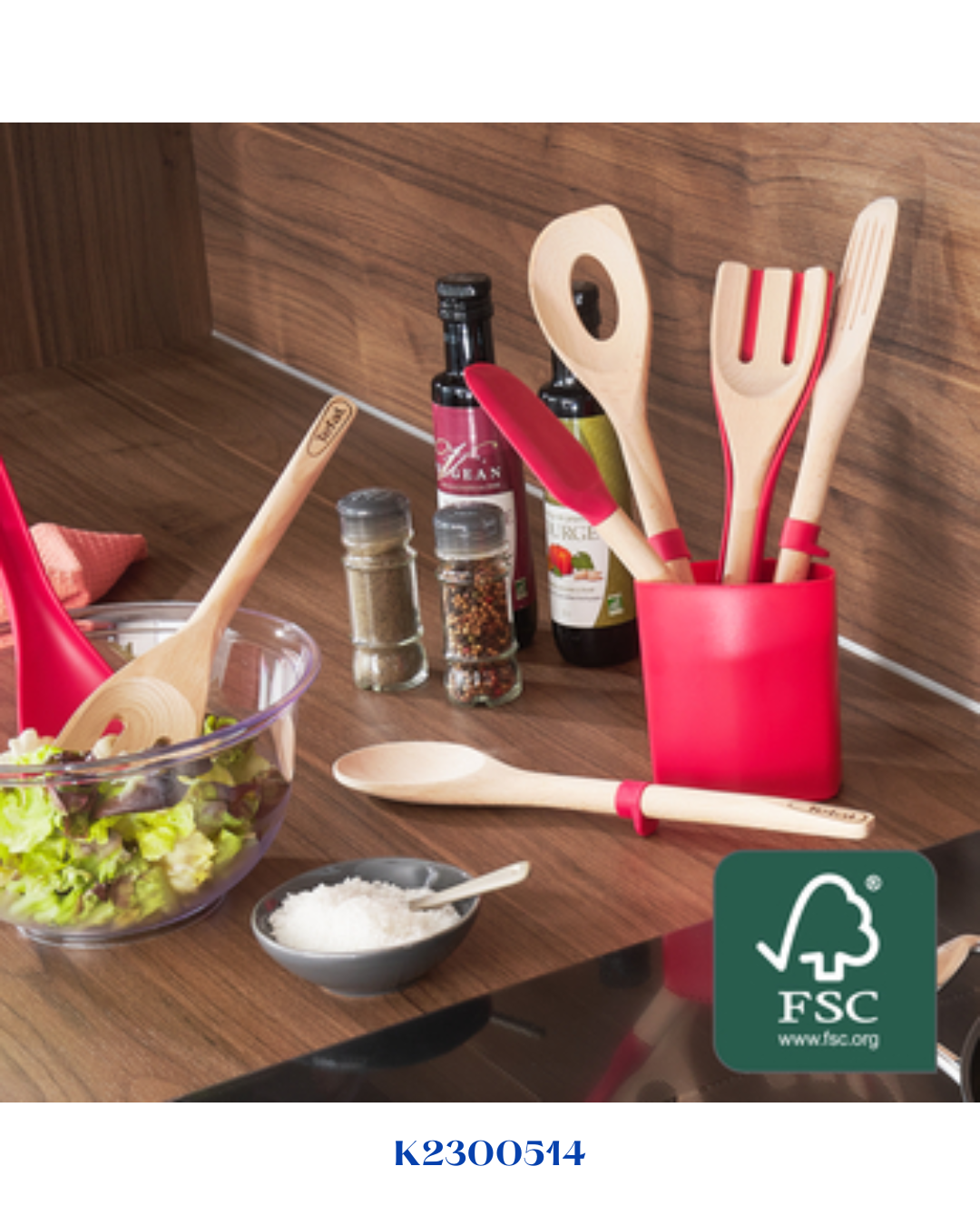 TEFAL INGENIO WOOD SPOON 32CM- ملعقة تيفال الخشبية