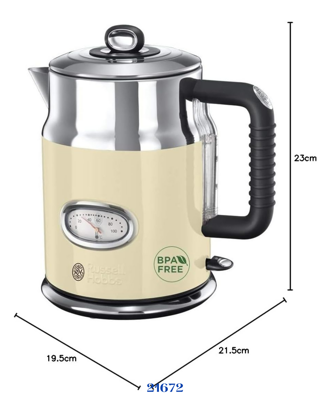 Russell Hobbs Retro Vintage Cream Kettle 2400W 1.7L