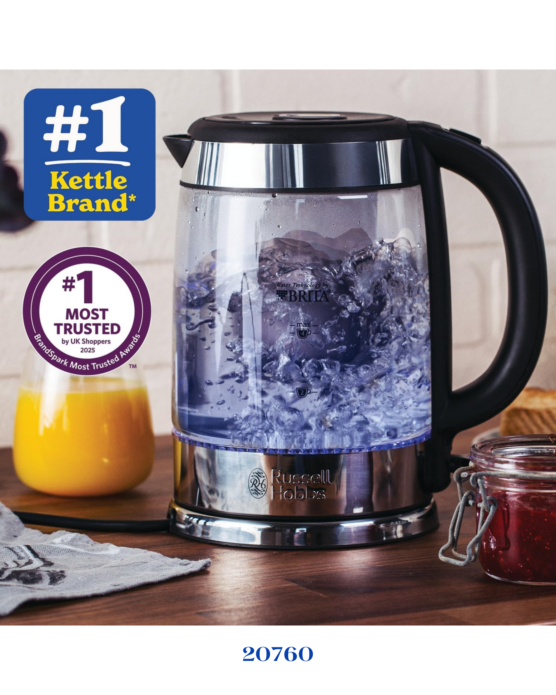 Russell Hobbs Purity Glass Brita Kettle 1.5 L 3000 W