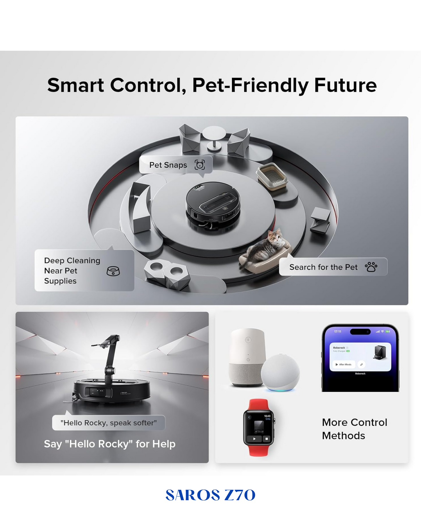 ROBOROCK SAROS Z70 ROBOT VACUUM AND MOP-BLACK