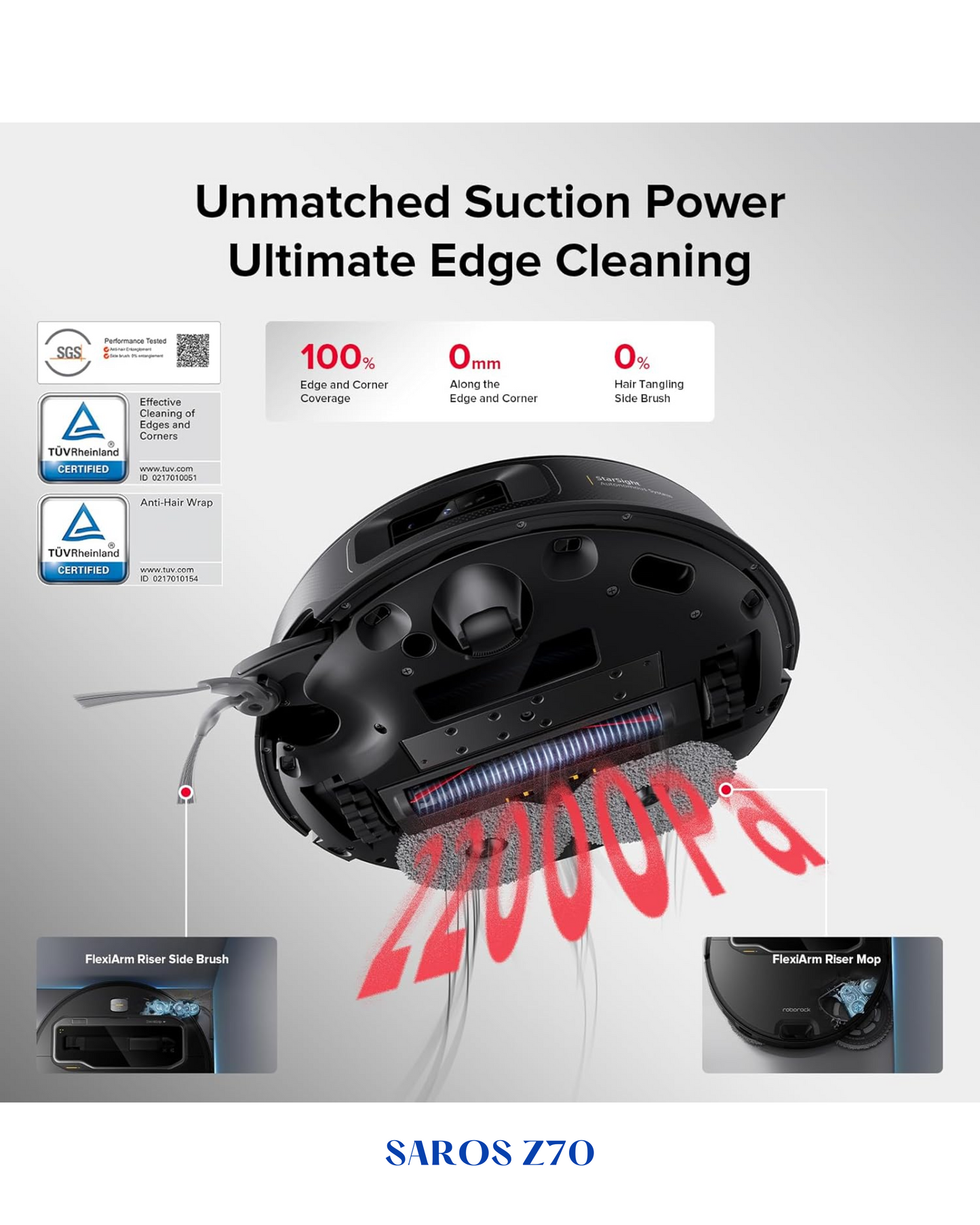 ROBOROCK SAROS Z70 ROBOT VACUUM AND MOP-BLACK