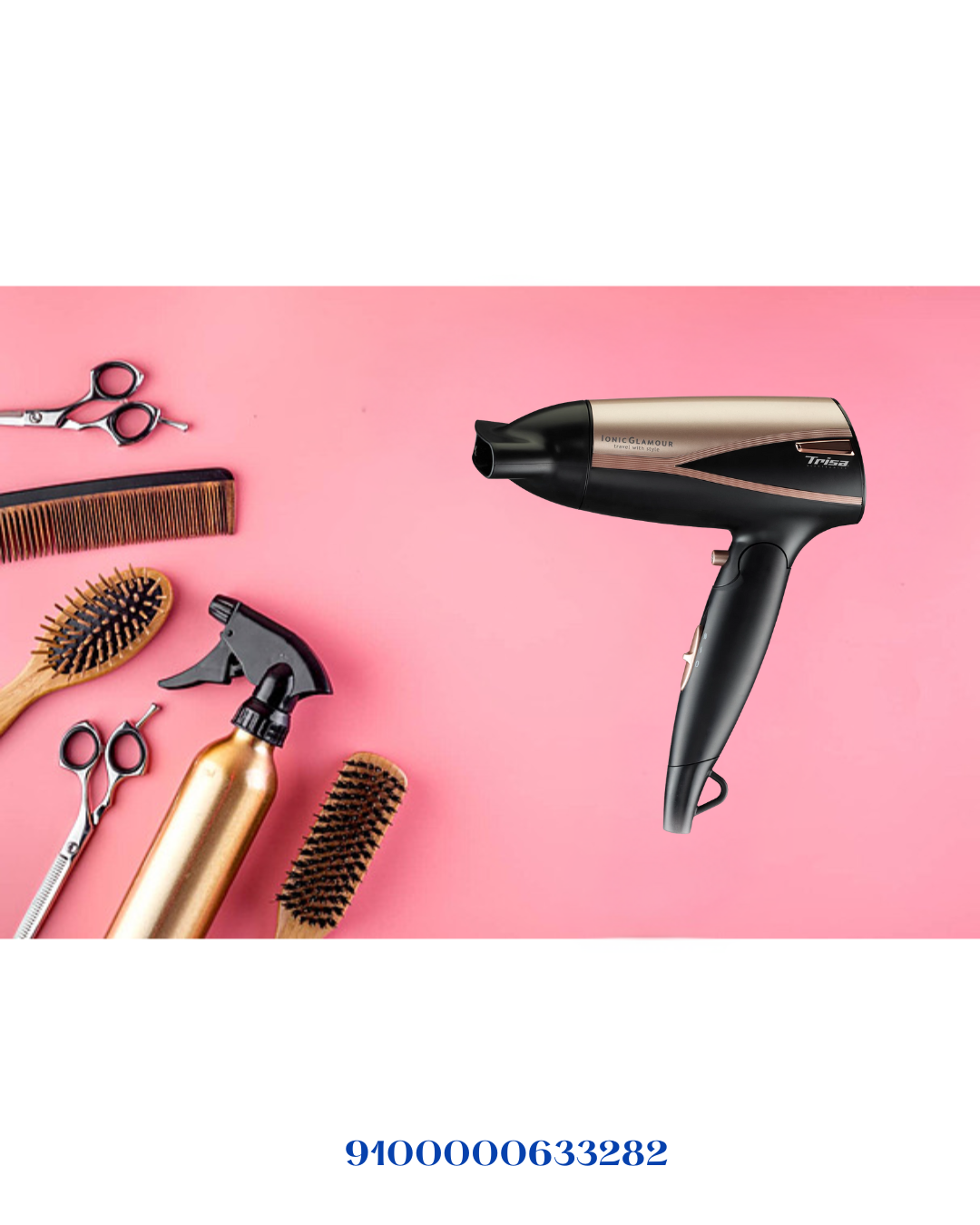 TRISA TRAVEL HAIR DRYER BLACK/GOLD 1600W
