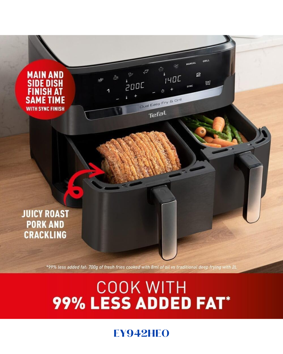 TEFAL AIR FRYER DIGITAL OIL LESSDUAL ESSENTIAL XXL 2700W