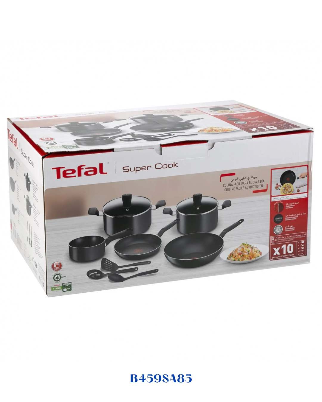 TEFAL SUPER COOK 10 PC SET BLACK