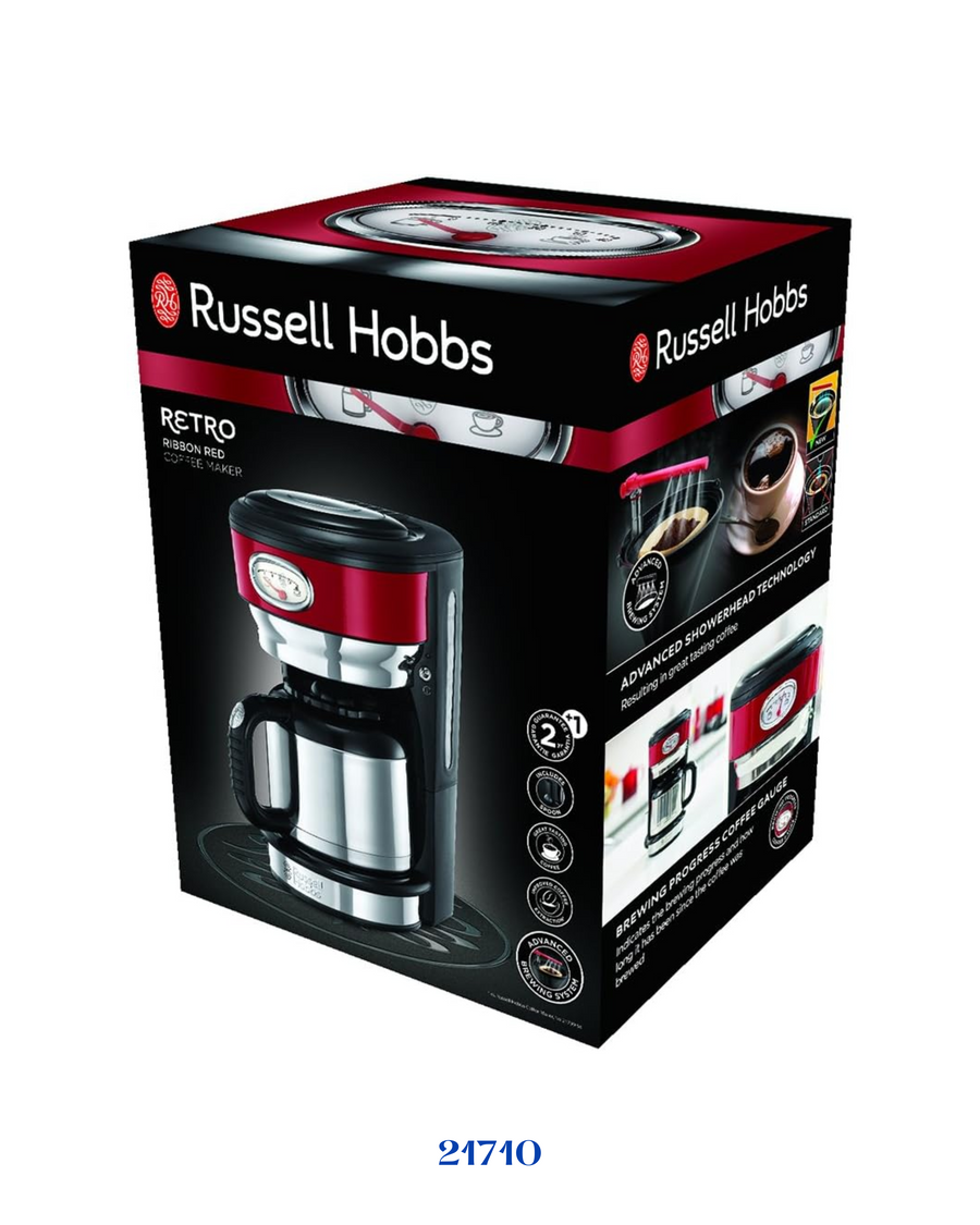 RUSSELL HOBBS RETRO RIBBON RED COFFEE MAKER 1000W 1L
