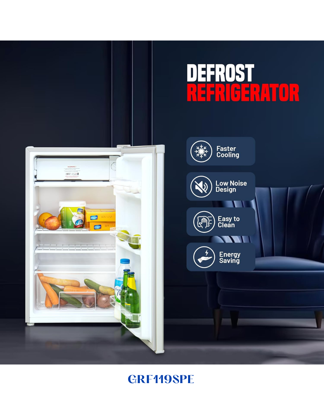 GEEPAS SINGLE DOOR REFRIGERATOR 110L