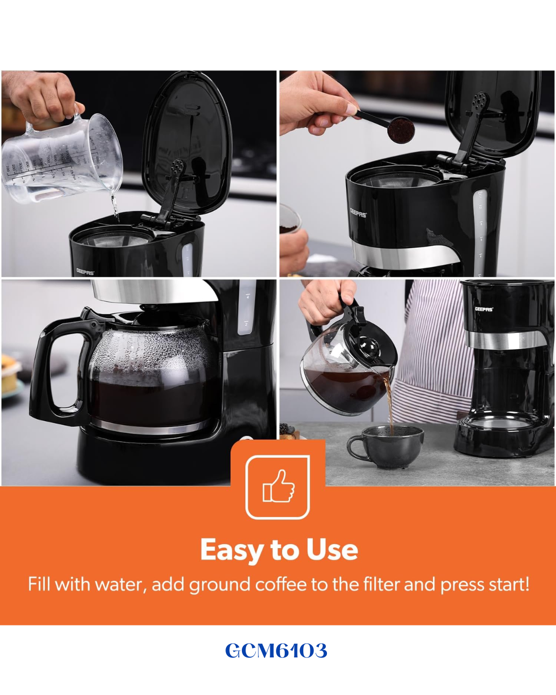 GEEPAS COFFEE MAKER 850–1000 W 1.5L