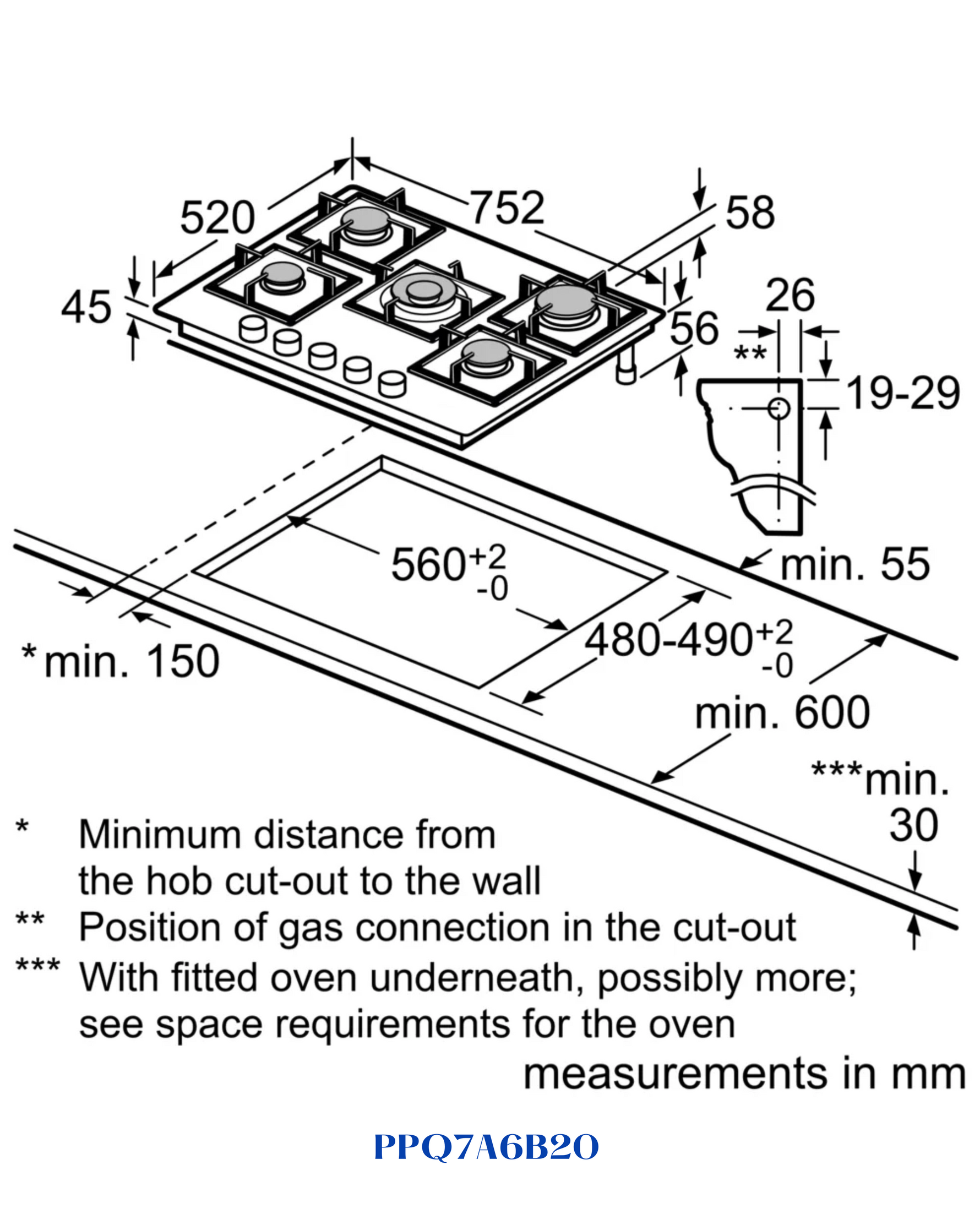 BOSCH GAS HOB SERIES 6 75 CM