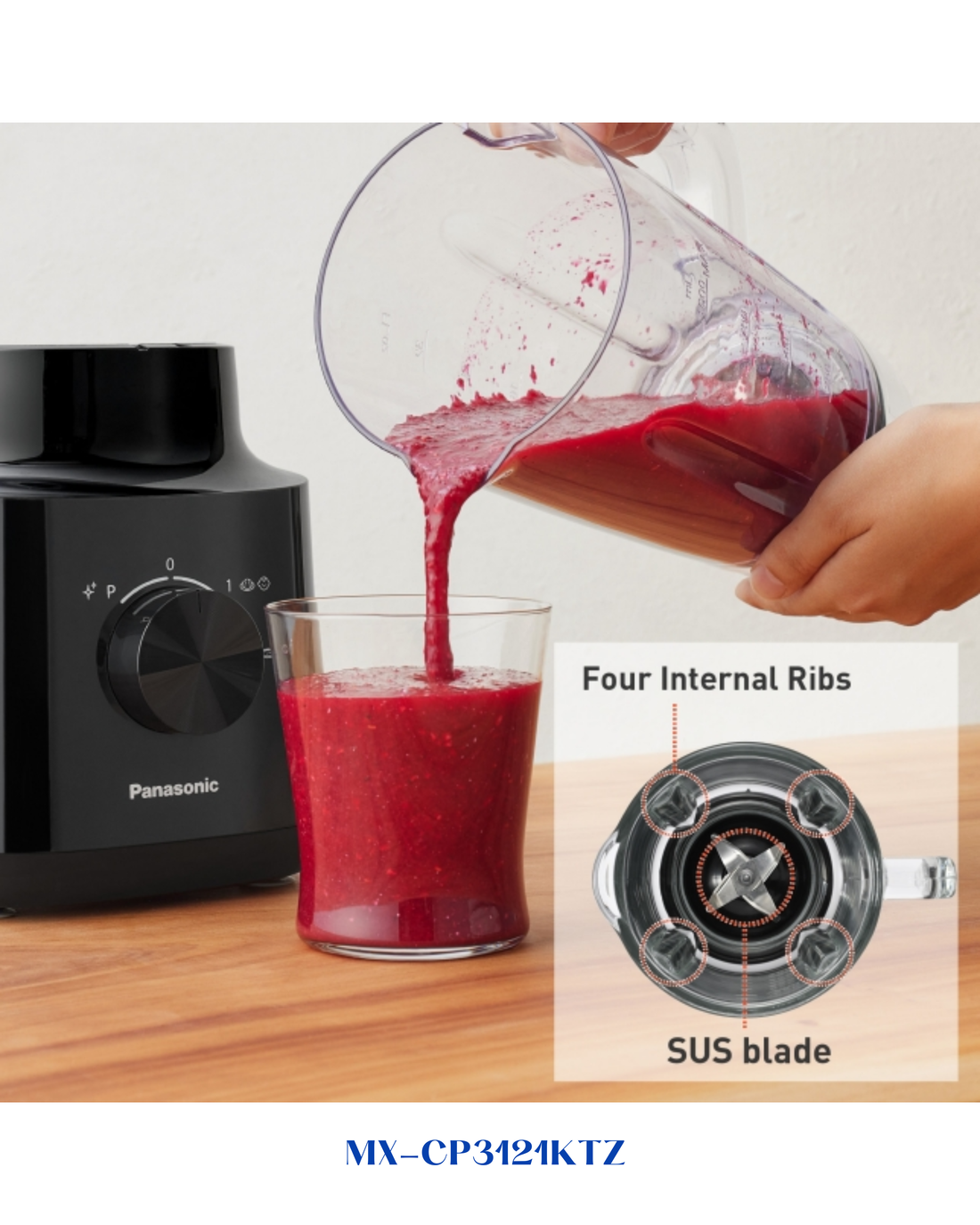 PANASONIC BLENDER 1.45L WITH 2 DRY MILLS