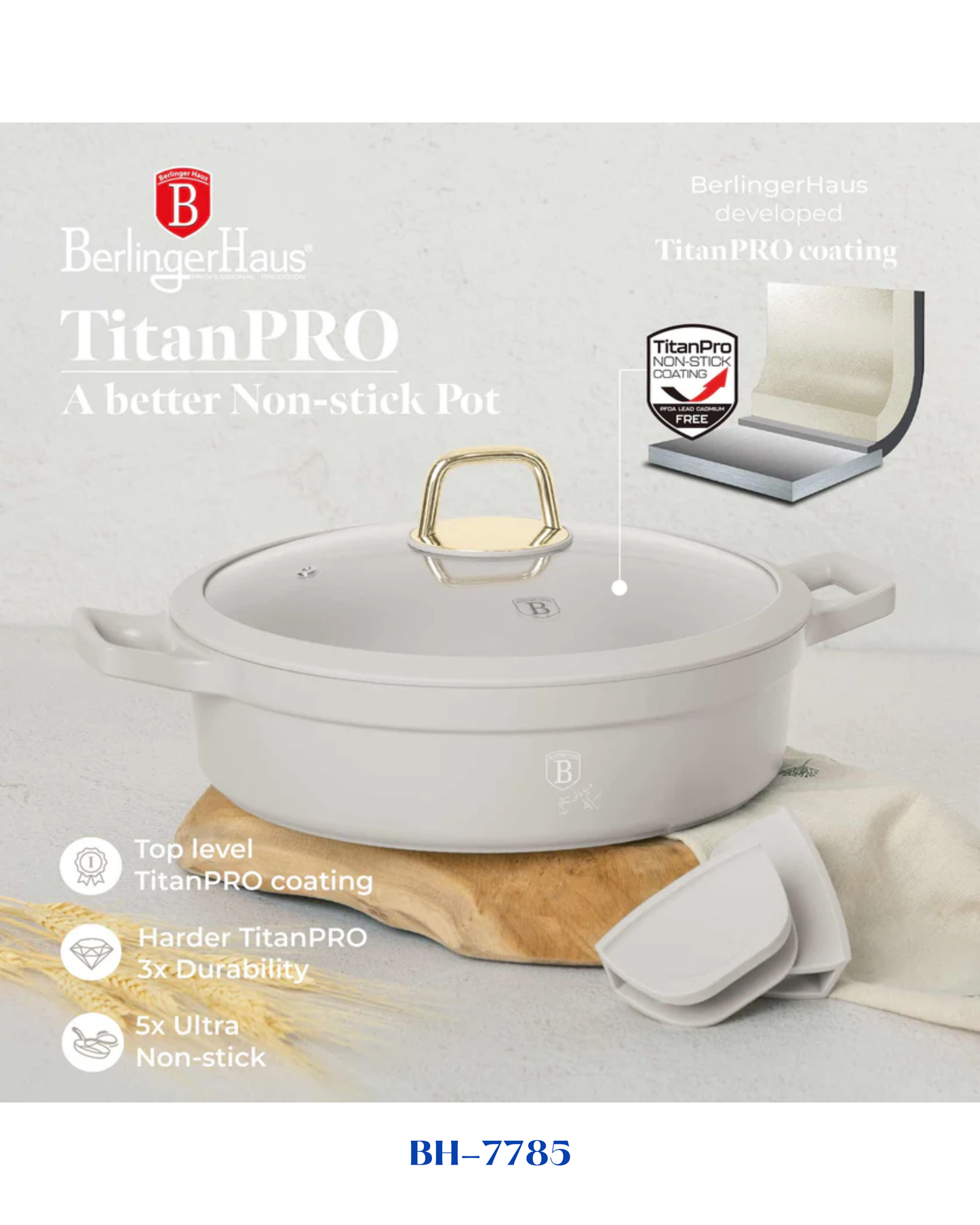 BERLINGER HAUS LOW POT WITH LID  28CM