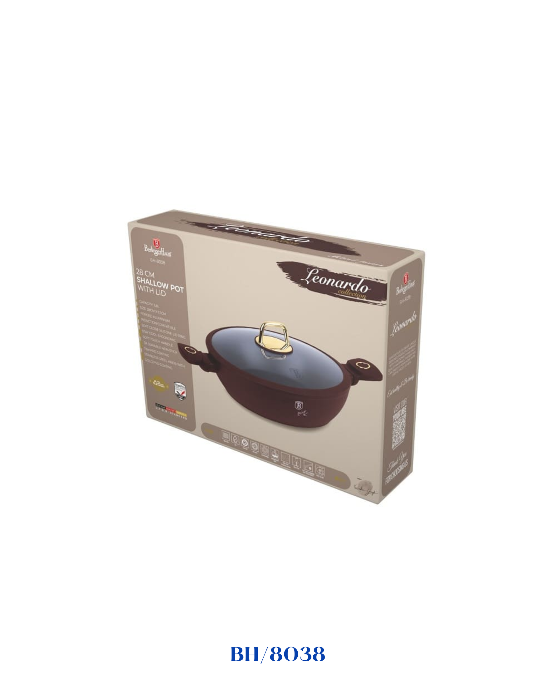 BERLINGER HAUS SHALLOW POT WITH LID 28CM