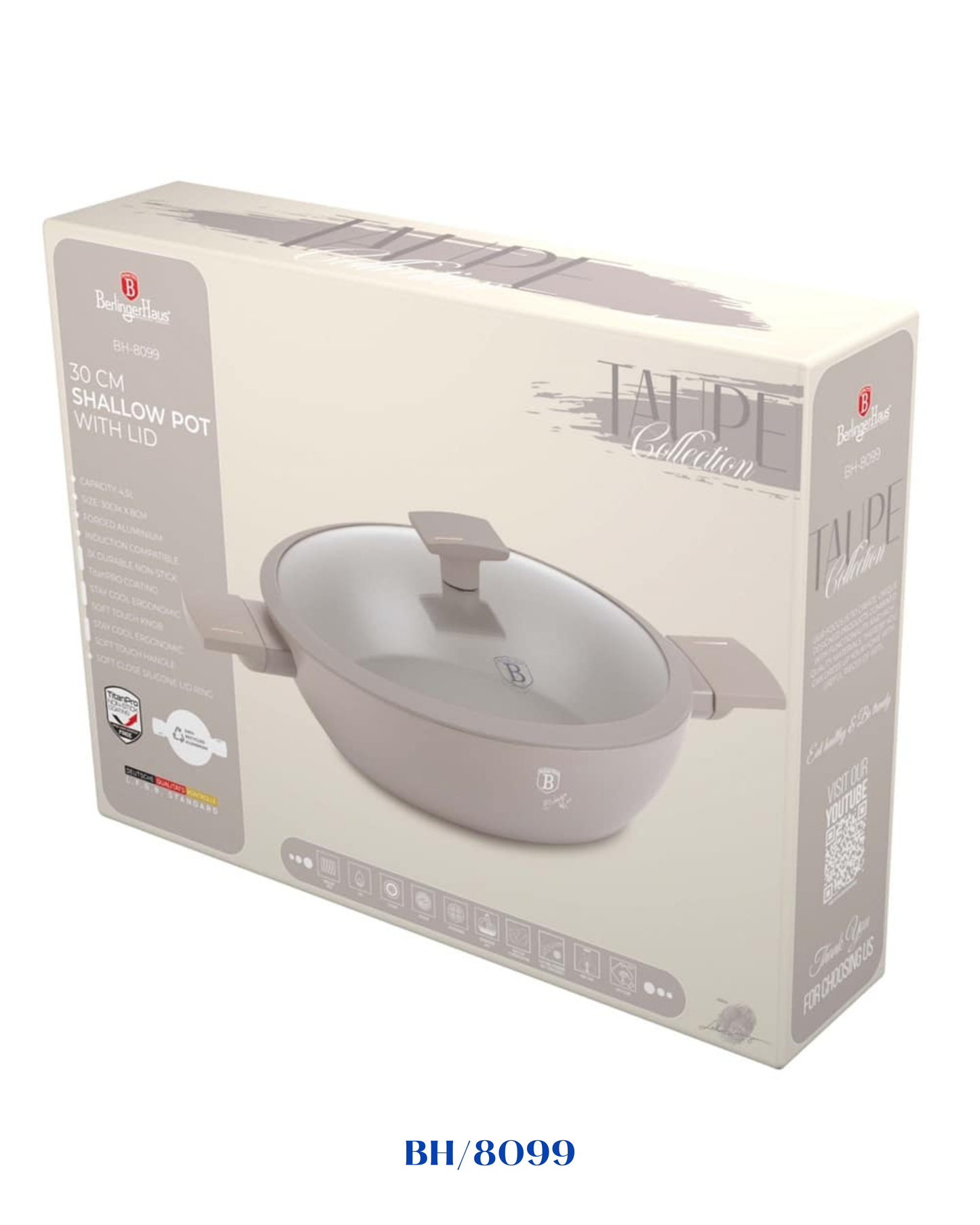 BERLINGER HAUS SHALLOW POT WITH LID 30CM