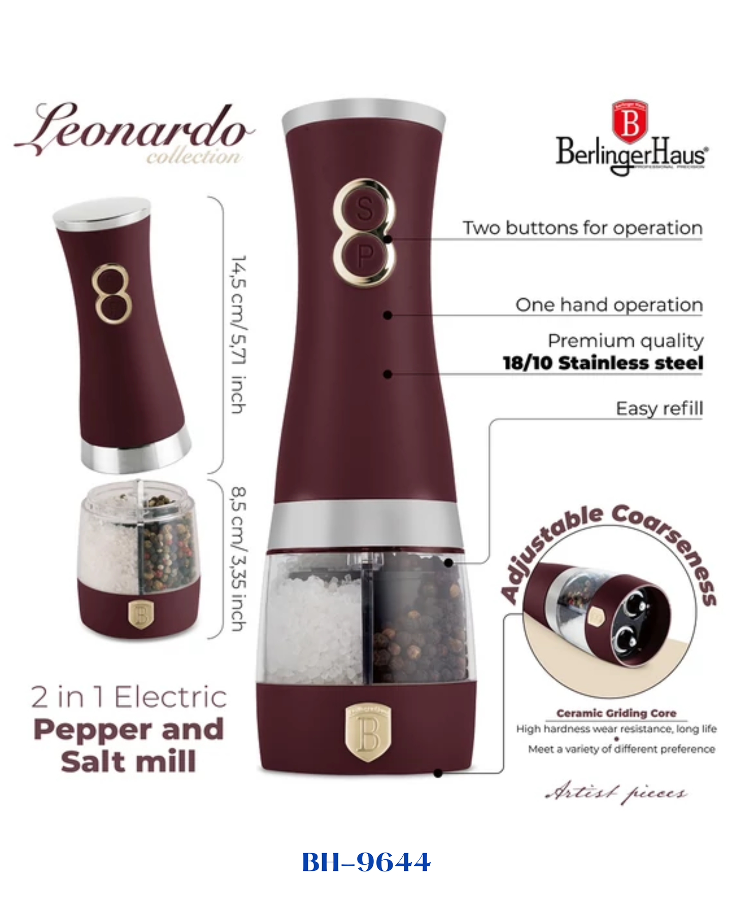 BERLINGER HAUS 2 IN 1 ELECTRIC PEPPER AND SALT MILL