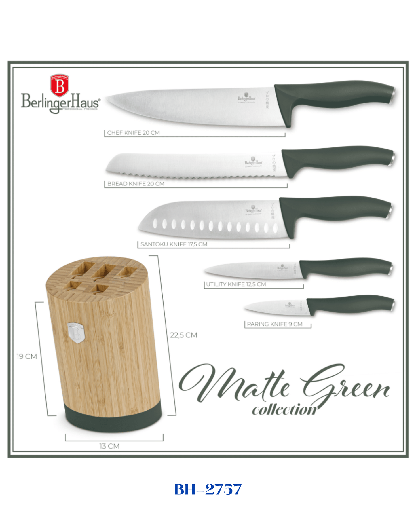 BERLINGER HAUS 6 PCS KNIFE SET WITH BAMBOO STAND