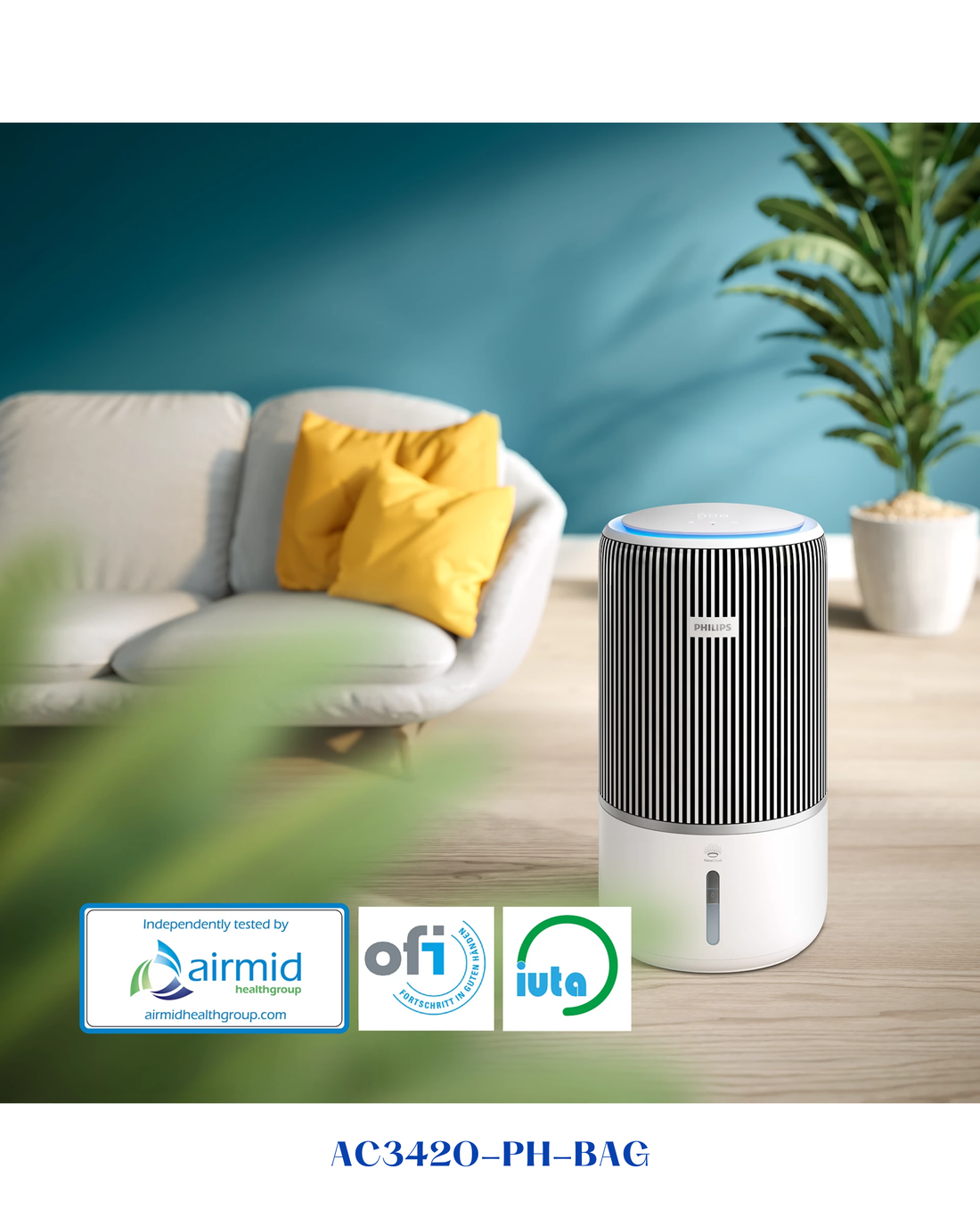 PHILIPS PUREPROTECT SMART 2IN1 AIR PURIFIER & HUMIDI. 43W