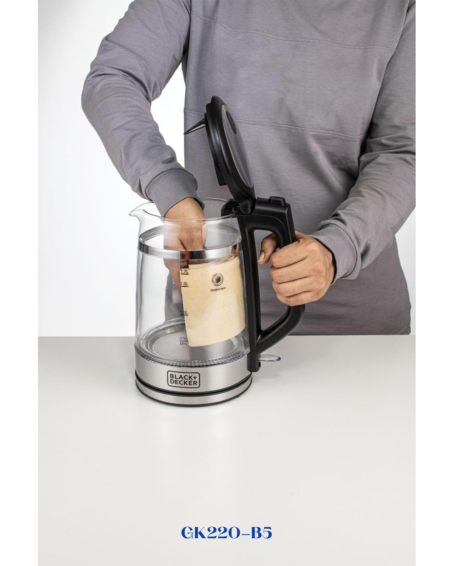 BLACK&DECKER GLASS KETTLE DOUBLE WALL 1.7L 2200W