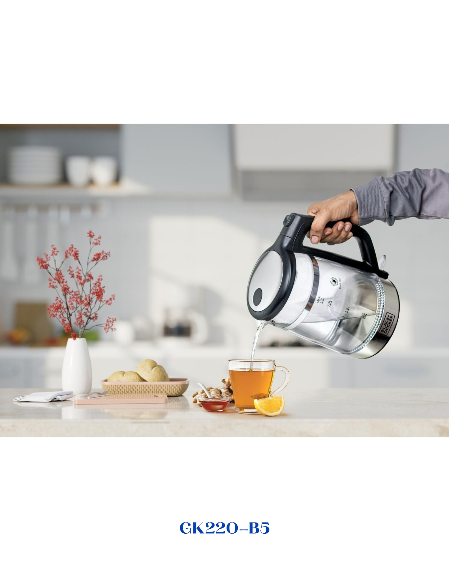 BLACK&DECKER GLASS KETTLE DOUBLE WALL 1.7L 2200W