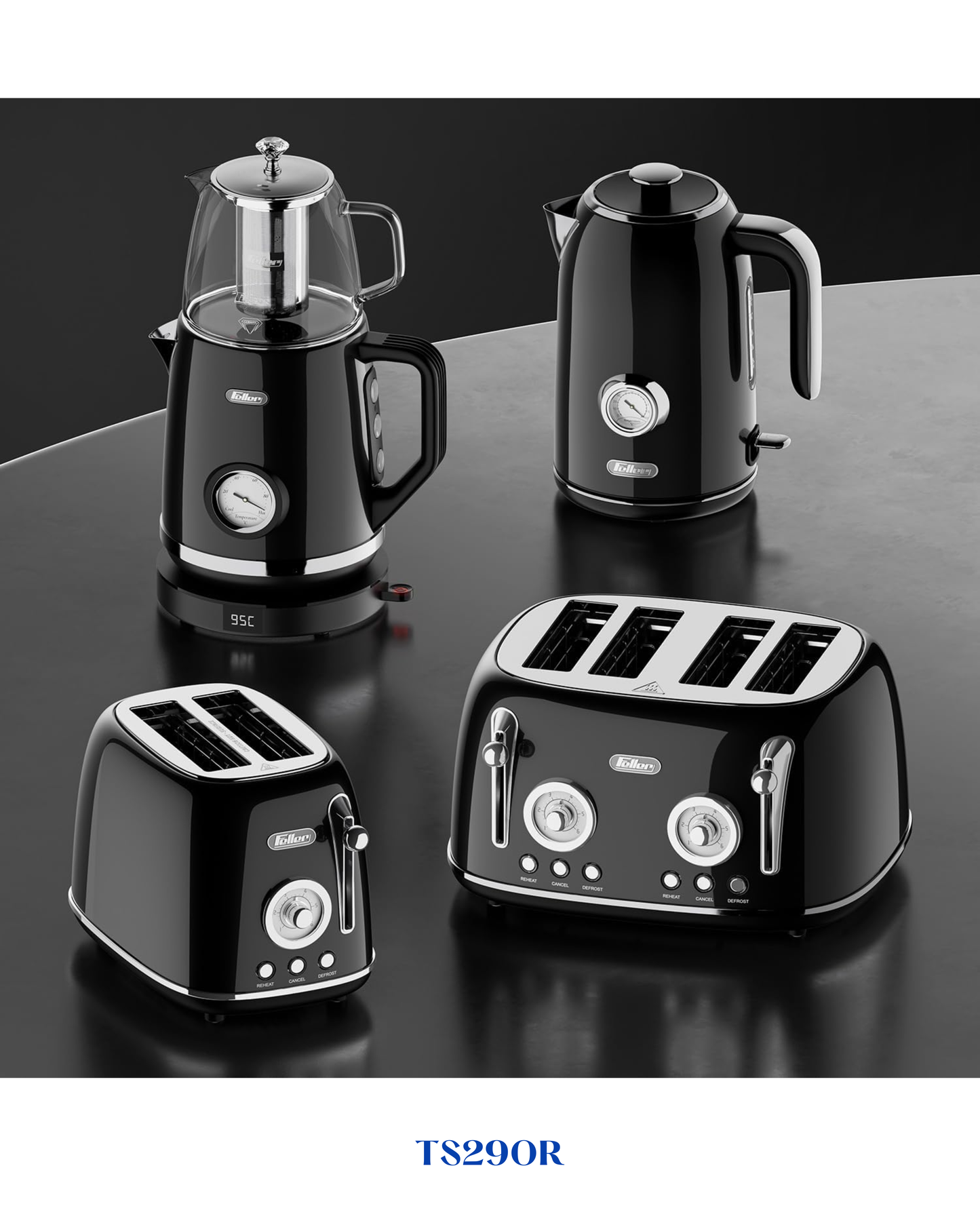 RETRO STYLE 2-IN-1 STAINLESS STEEL TEA MAKER + KETTLE  2200W-1.7L