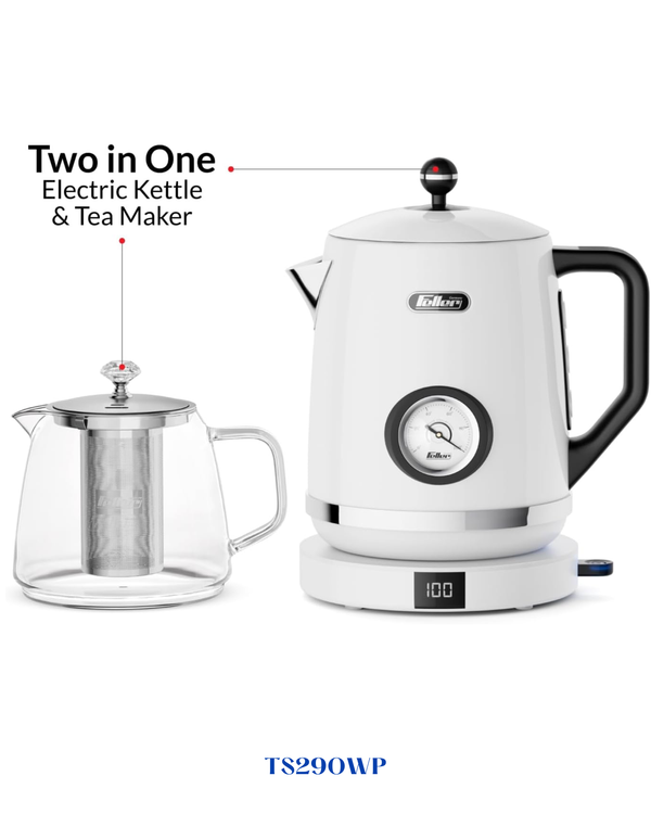 RETRO STYLE 2-IN-1 STAINLESS STEEL TEA MAKER + KETTLE 2200W-1.7L