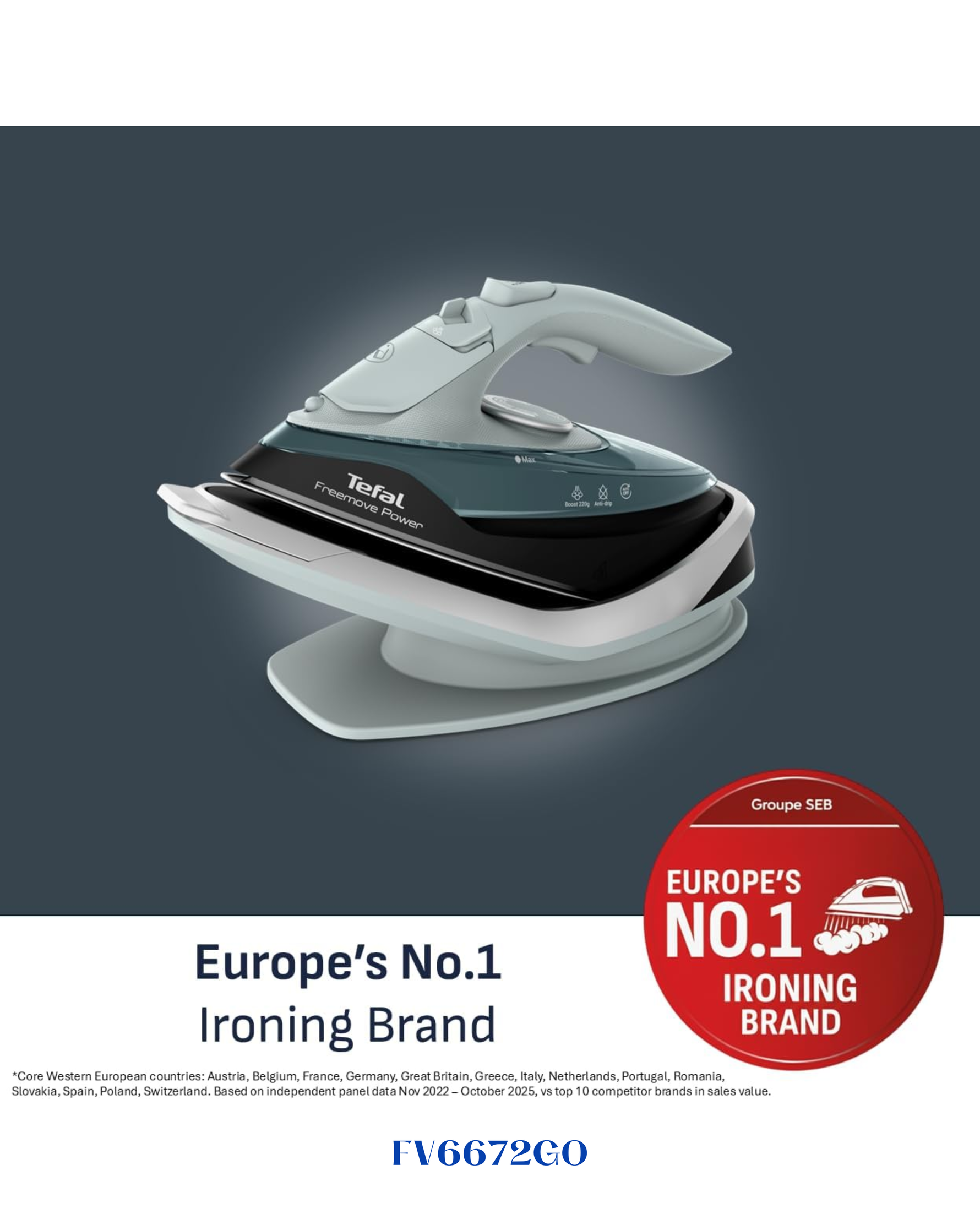 TEFAL FREEMOVE POWER CORDLESS STEAM IRON – 2600W