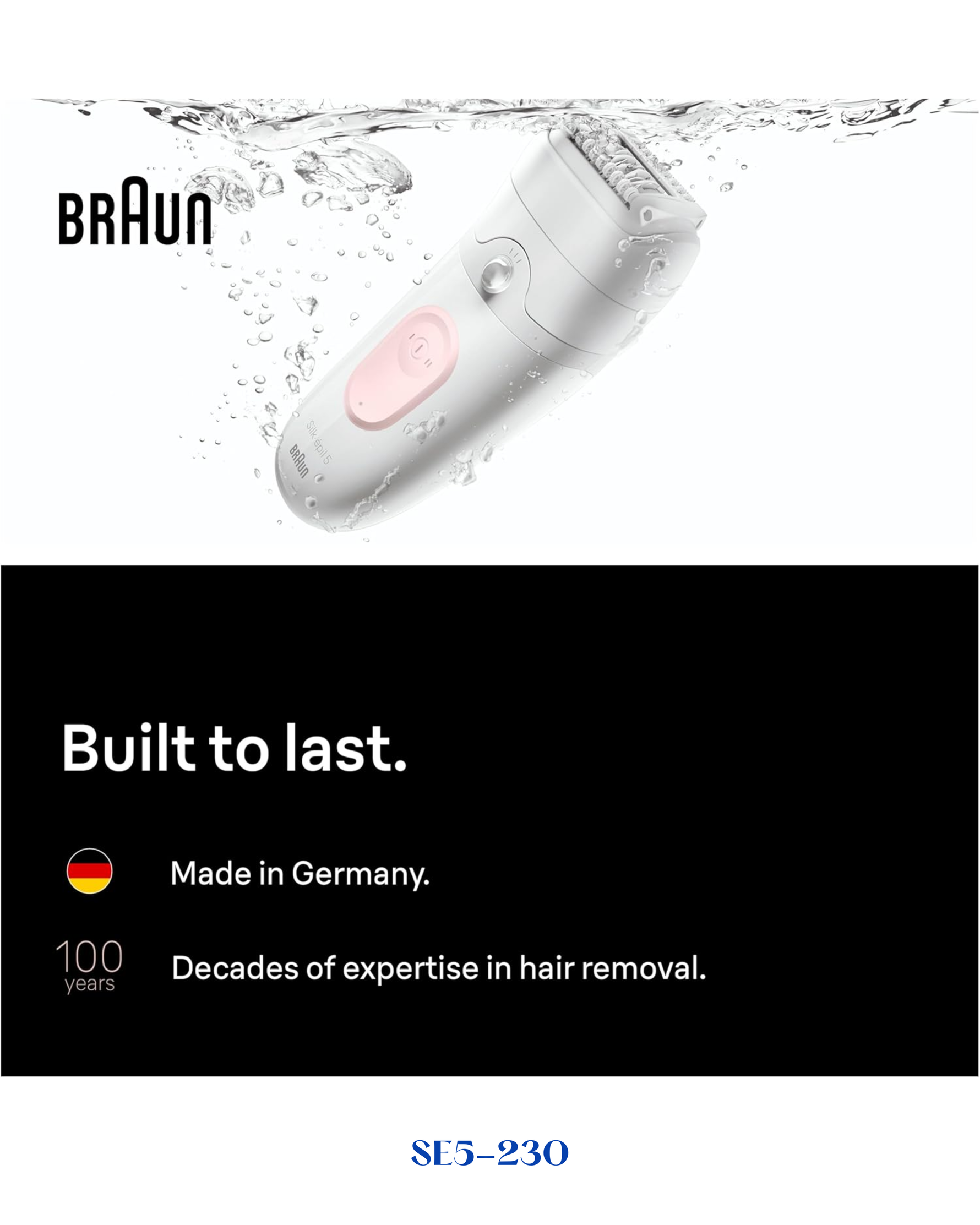 BRAUN SILK-ÉPIL 5 EPILATOR, WET & DRY, LASTING SMOOTH SKIN