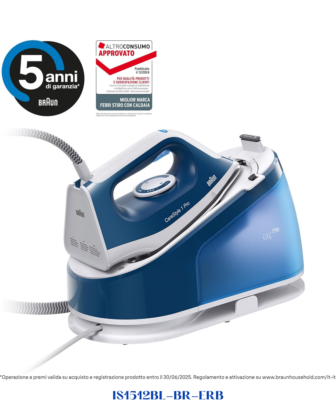 BRAUN CARESTYLE 1 PRO STEAM GENERATOR IRON 2200W 1.7L