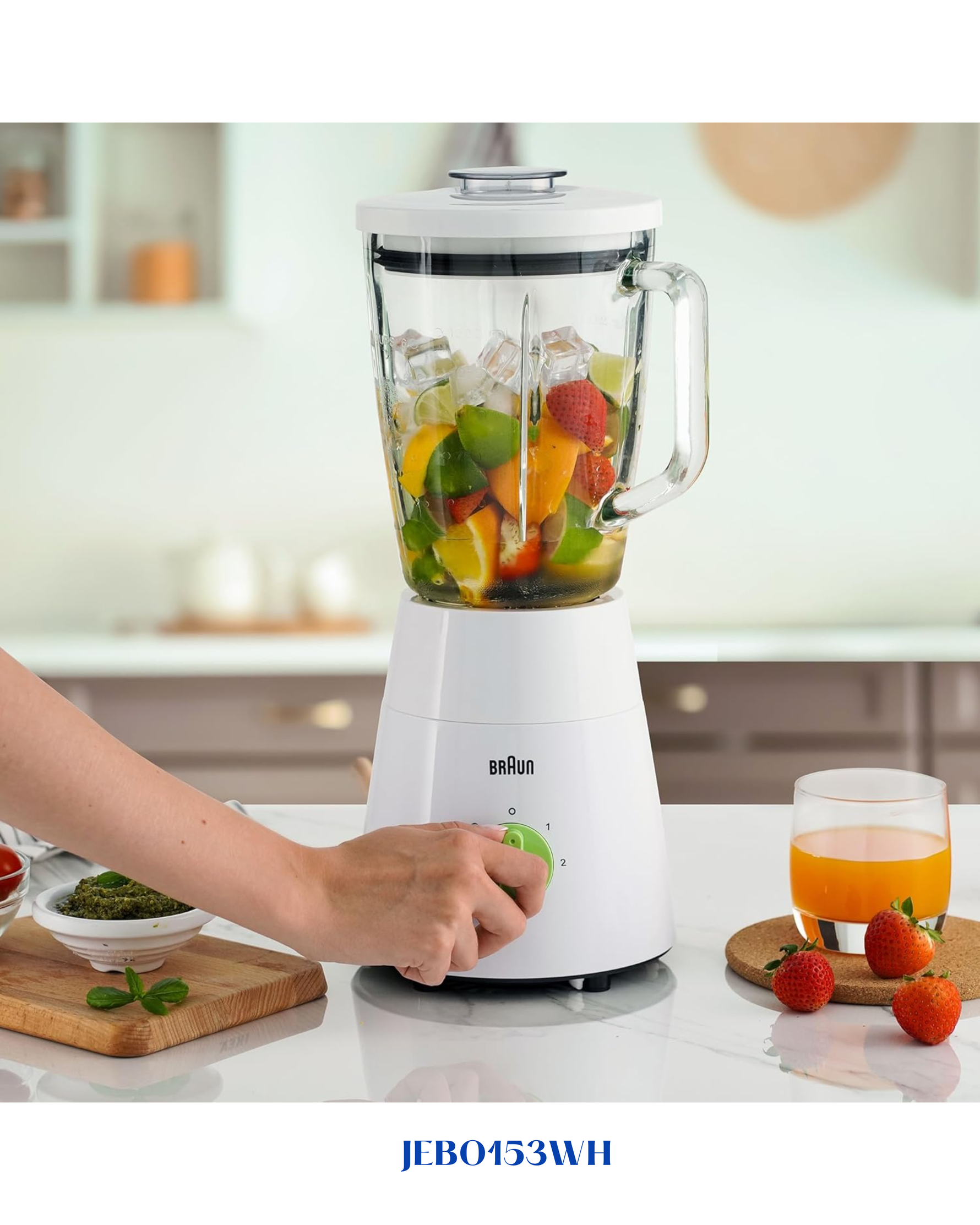BRAUN 3-IN-1 GLASS BLENDER WITH 4 BLADE SYSTEM 500W 1.75L