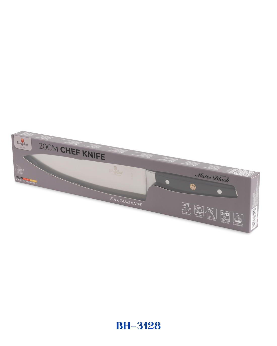 BERLINGER HAUS STAINLESS STEEL CHEF KNIFE 20 CM MATTE BLACK COLLECTION