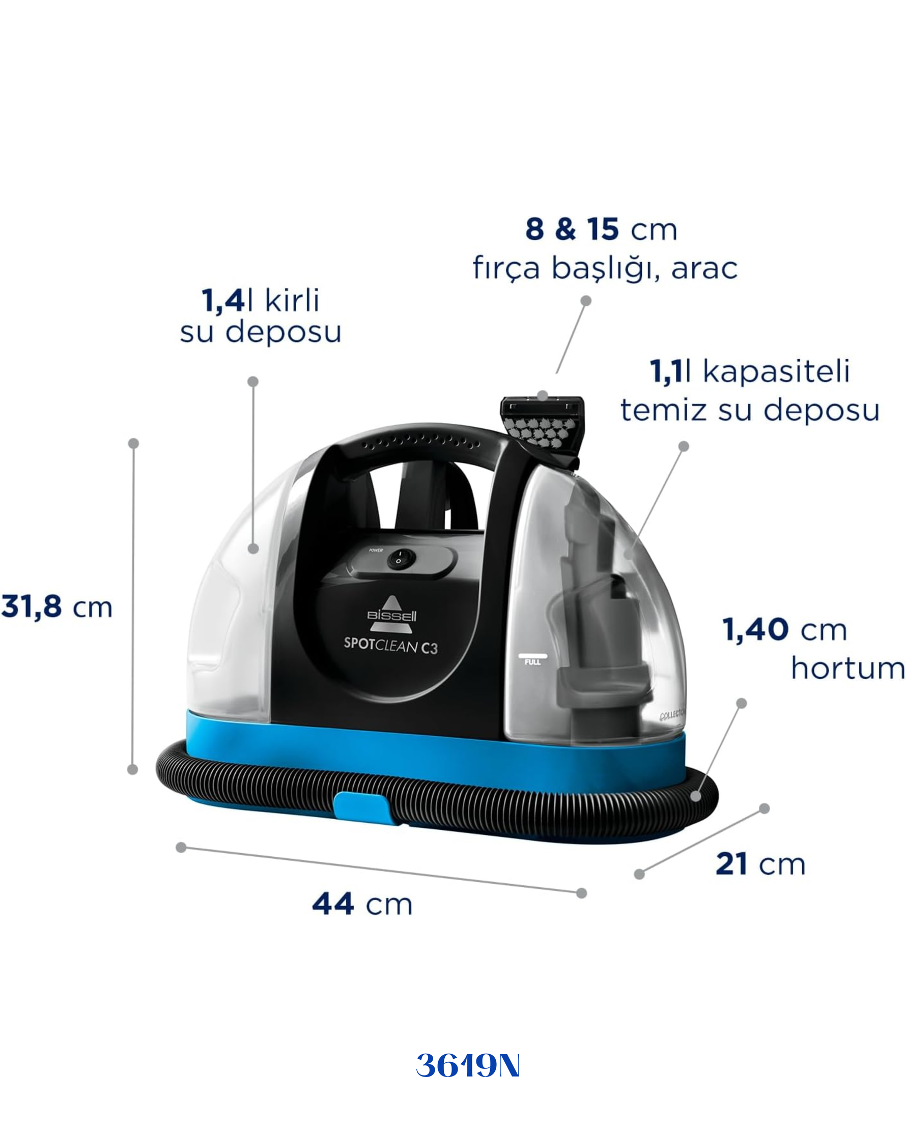 BISSELL SPOTCLEAN C3 STAIN CLEANER 340W 1.4L