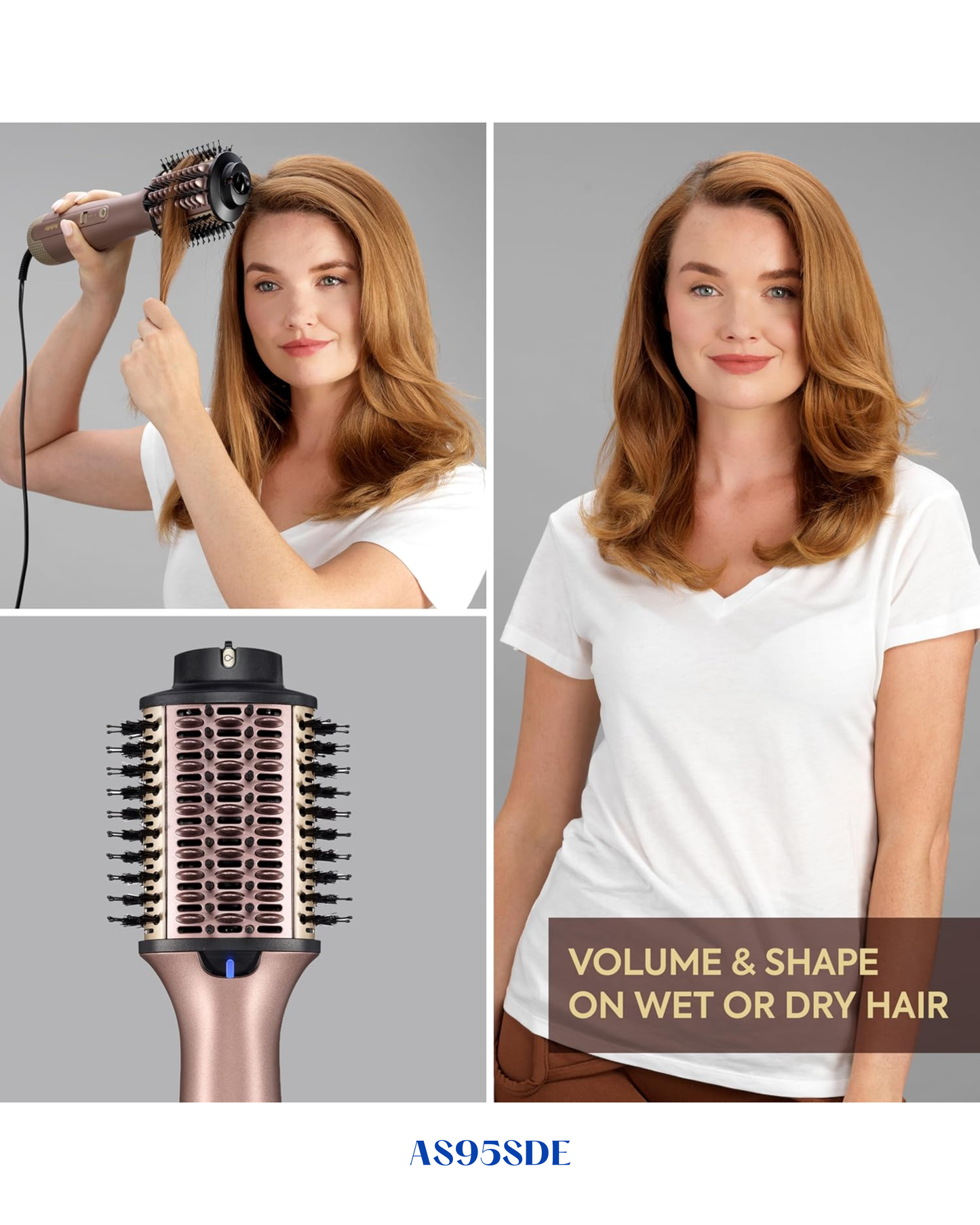 BaByliss 3-in-1 Hot Air Styling Brush 1000W Rose Gold