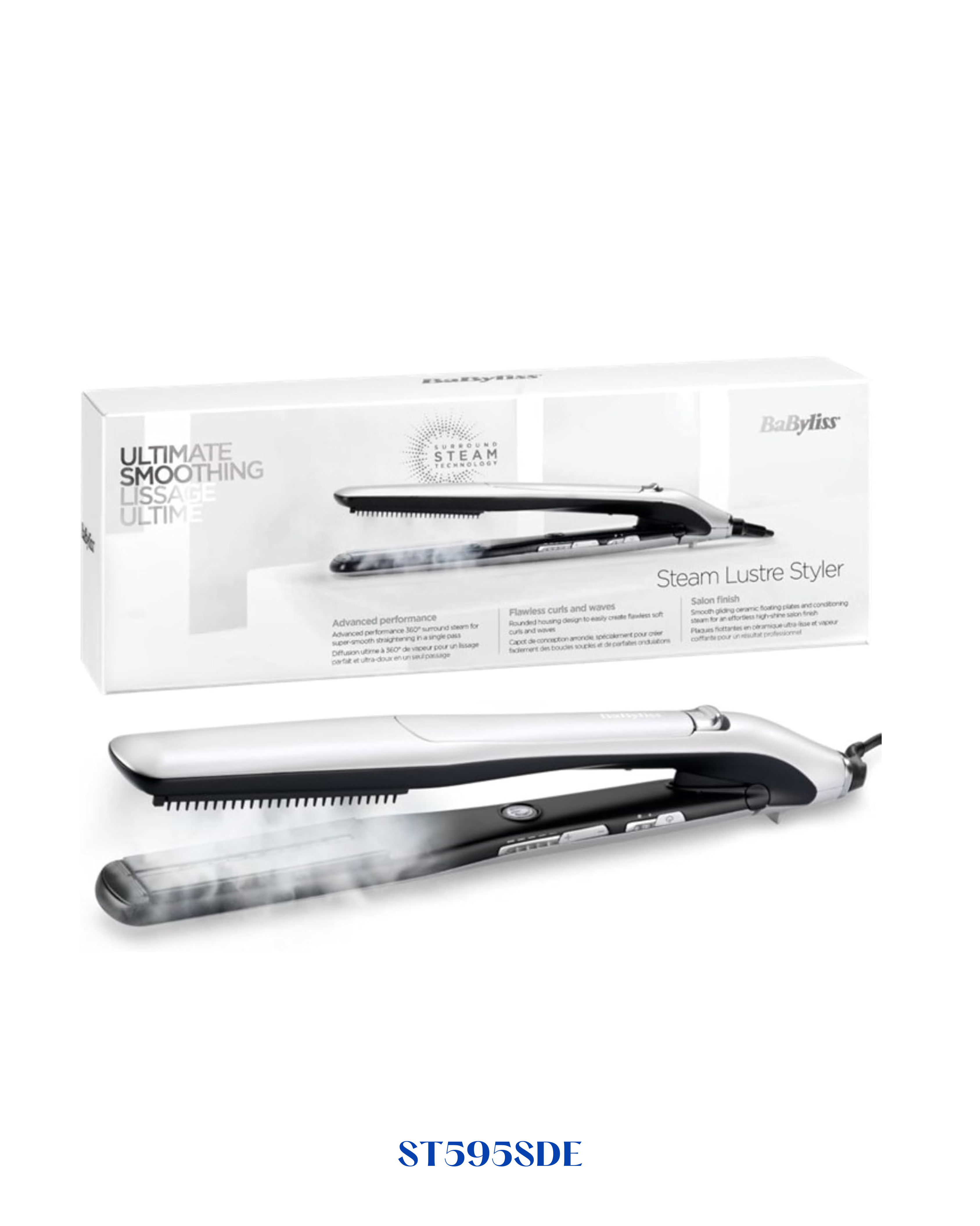 BaByliss Steam Lustre Professional Hair Straightener 56W