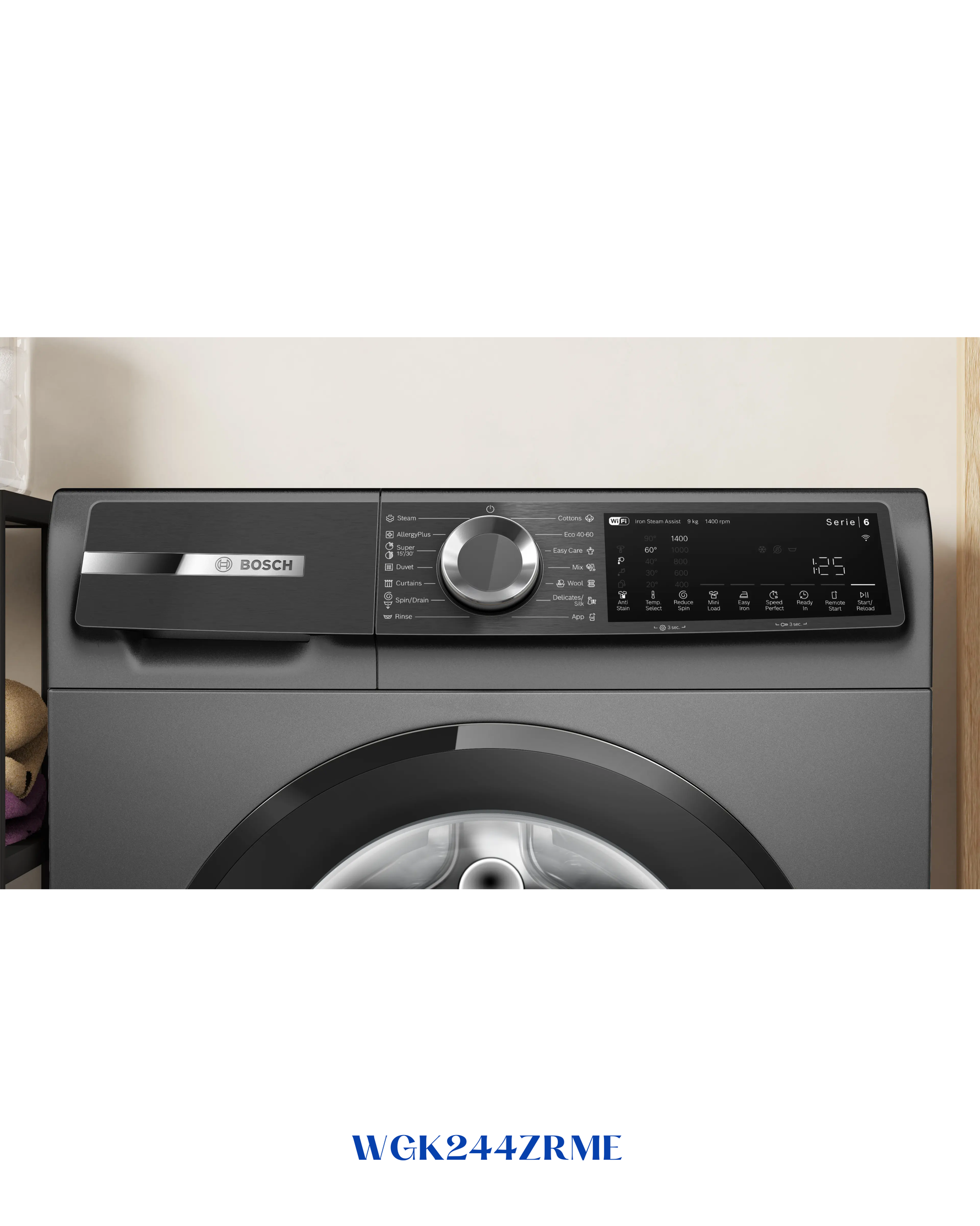 Bosch Series 6 Washing Machine, Frontloader Fullsize 9 kg 1400 rpm