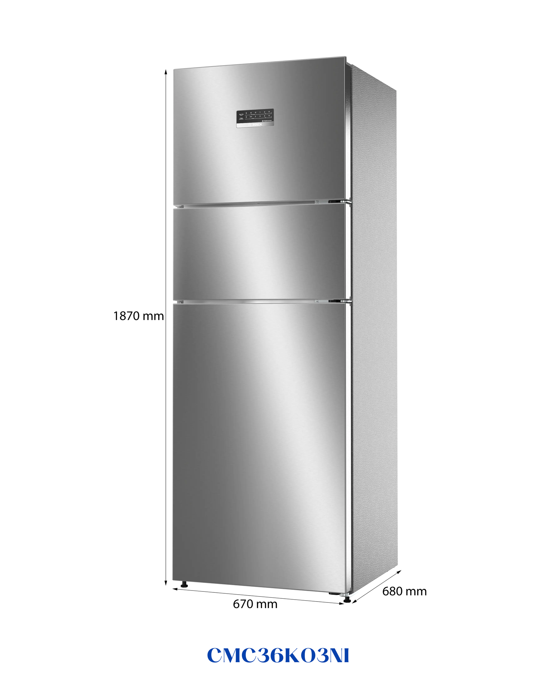 Bosch Series 4 Free-standing Triple Door Fridge-Freezer 335L