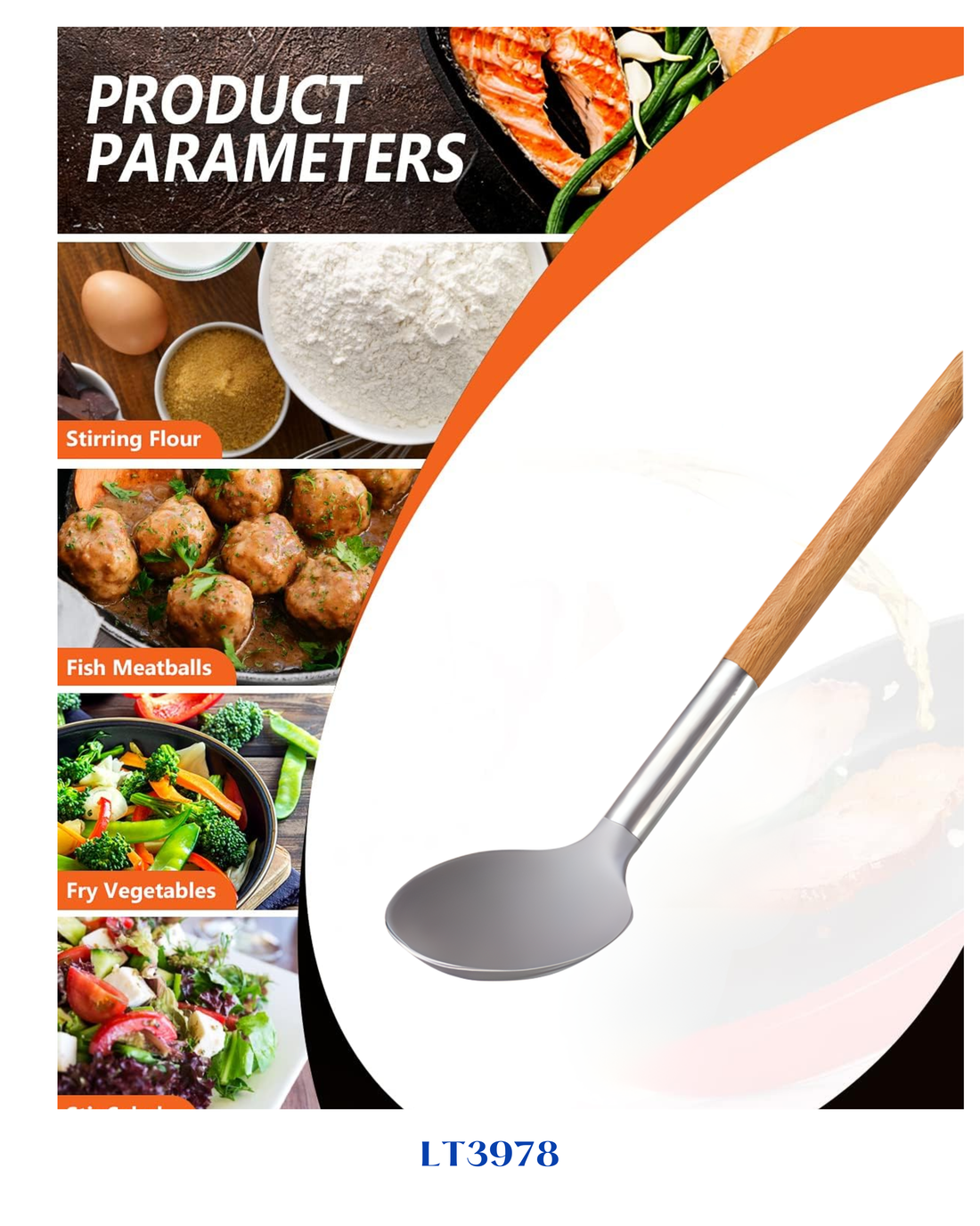 LAMART WOOD SERVING SPOON 34 CM
